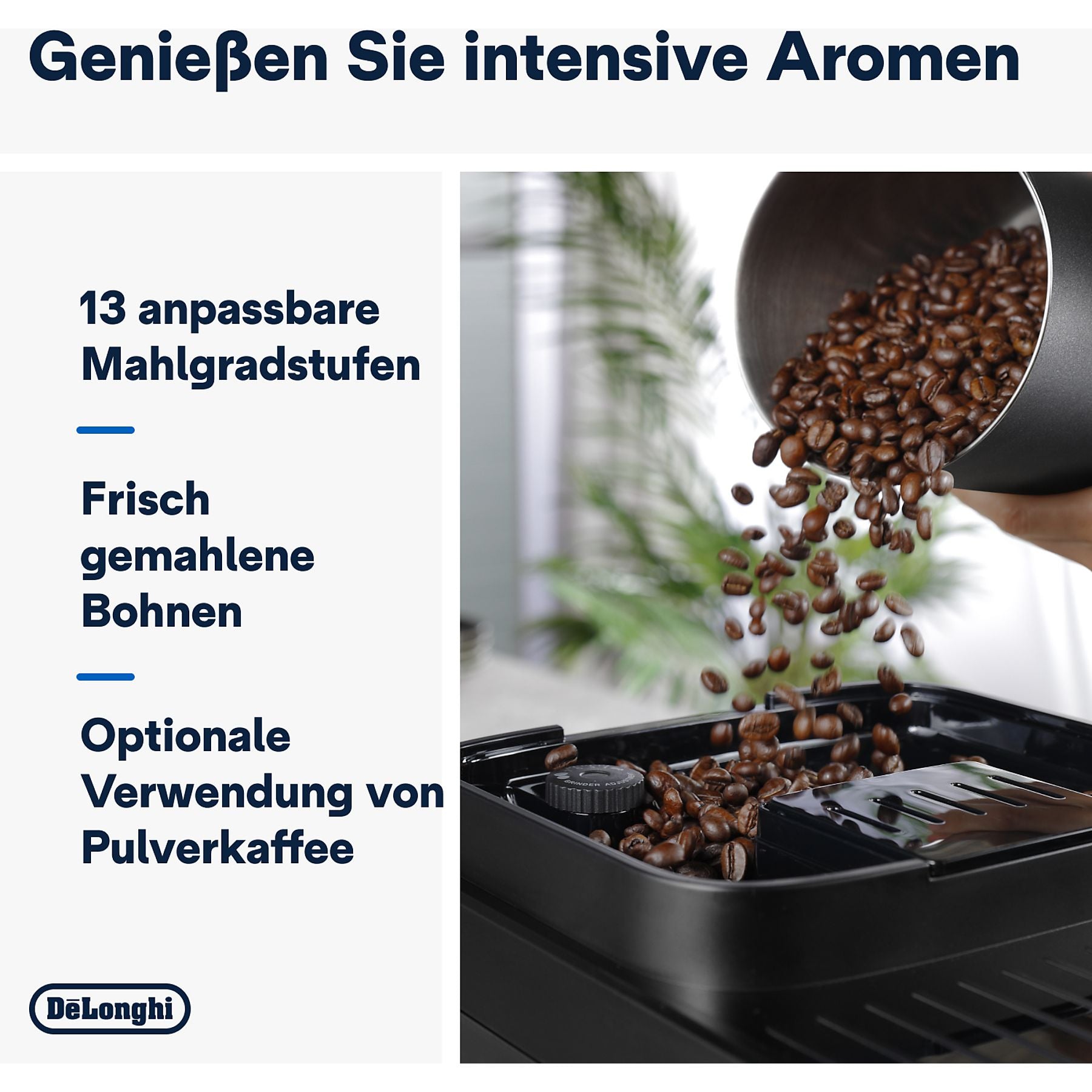 DELONGHI Magnifica Evo Next ECAM310.80.SB - 13 Rezepte, 3 Benutzerprofile, einfache Bedienung, Kaffeevollautomat Silber/Schwarz
