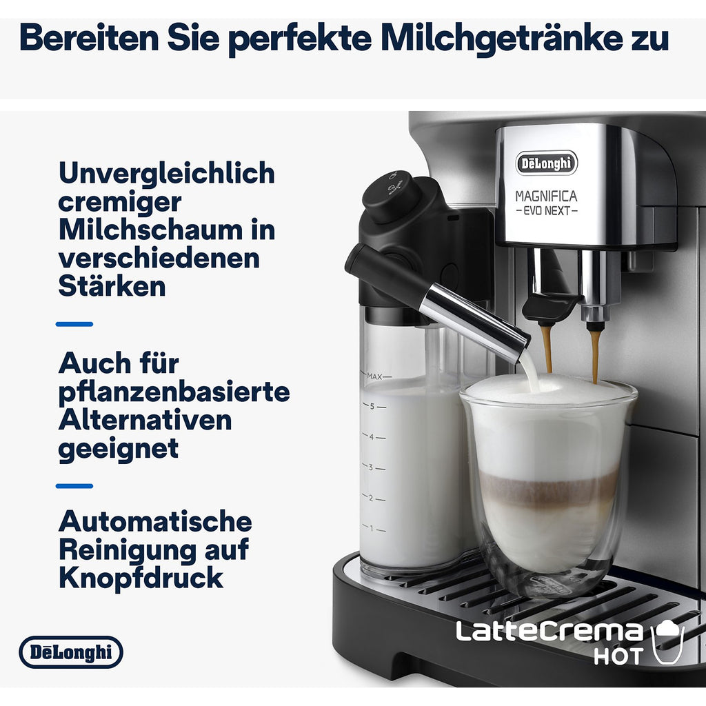 DELONGHI Magnifica Evo Next ECAM310.80.SB - 13 Rezepte, 3 Benutzerprofile, einfache Bedienung, Kaffeevollautomat Silber/Schwarz